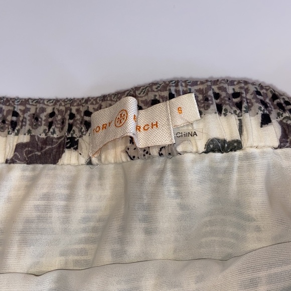 TORY BURCH White Smocked Floral  Ivory Wisteria Cotton SKIRT size 6​ - Picture 5 of 9